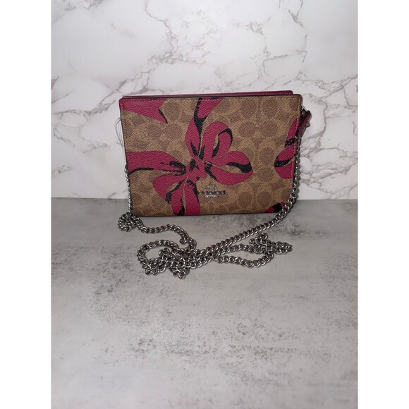 NWT Coach Slim Crossbody Bag In Signature Canvas With Bow Print - Picture 1 of 9